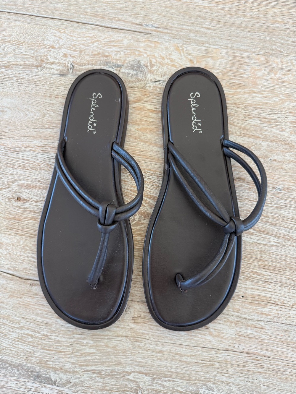 Splendid Dark brown  Knot-Detail Toe-Loop Sandals